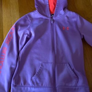 purple and pink under armour hoddie - girls large